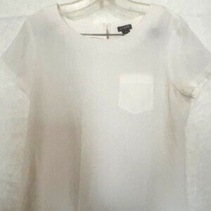 Women's J Crew White Cream Sheer Short Sleeve Shirt Excellent Cond Size XS